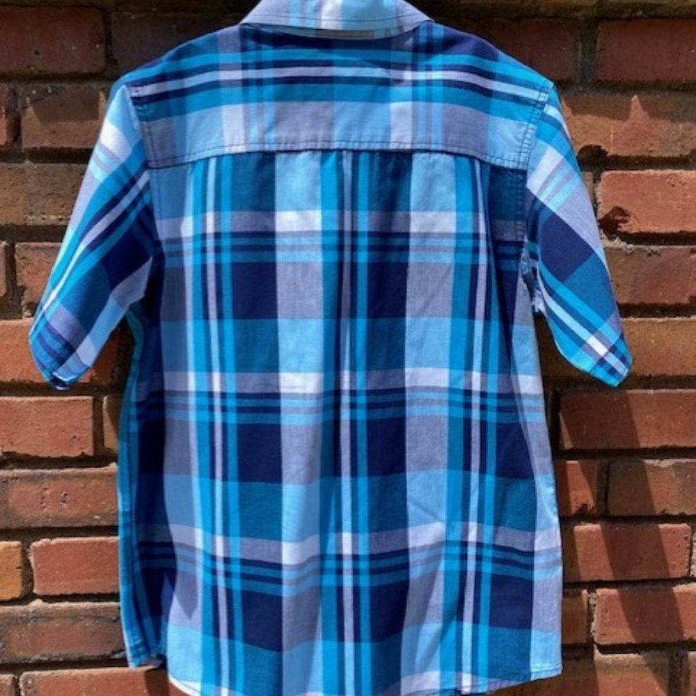 Boys Blue Plaid Button Shirt - Picture 2 of 6
